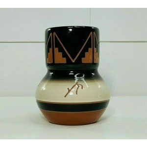 Vintage Sioux Pottery Vase Multicolored Clay Native American